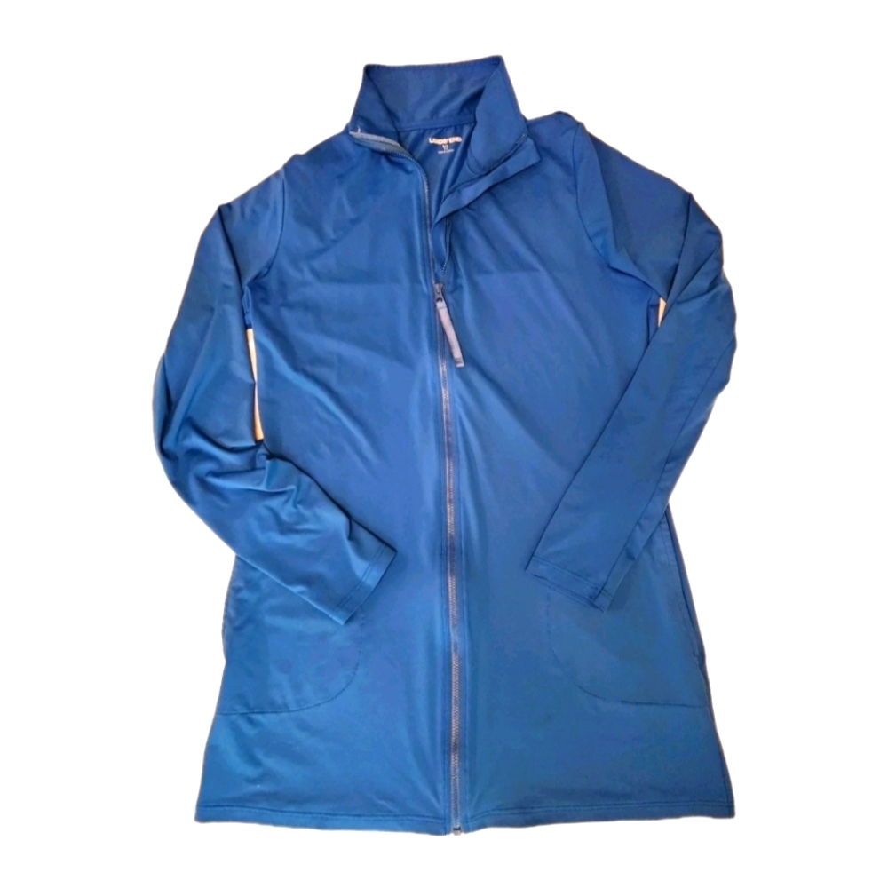 Lands End Women's Athletic Jacket Blue Full Zip Lightweight, Size S